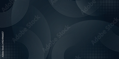 Dark gray gradient abstract background with dynamic and modern sparkling circle and curved line design. Minimalist design with simple halftone dots. VOL. 5