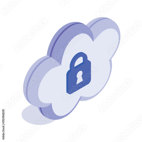 Secure Cloud Icon with Integrated Padlock Symbol.