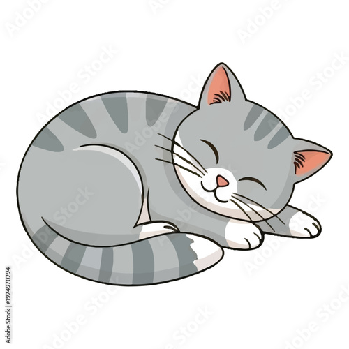 Cute cartoon cat vector illustration sitting with big eyes and fluffy fur