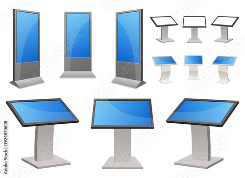 Digital information kiosks, offering interactive services and wayfinding.