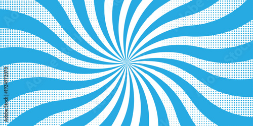 Vector sunburst pattern blue halftone design. Vintage paper sunrays illustration. sun beam vector banner design comic burst wallpaper.