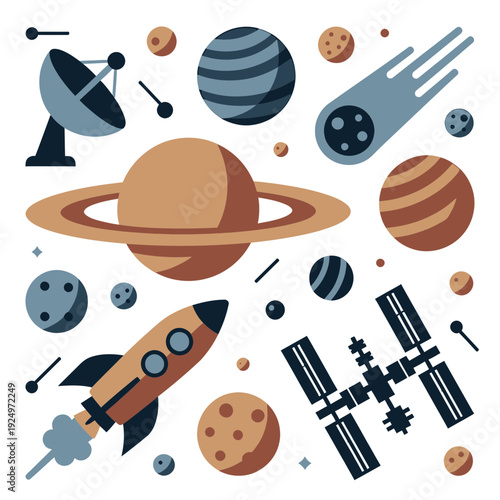 Space Exploration Elements vector