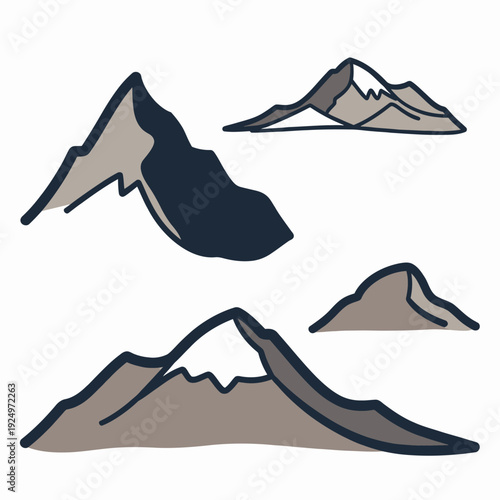 Mountain Peaks Set vector illustration