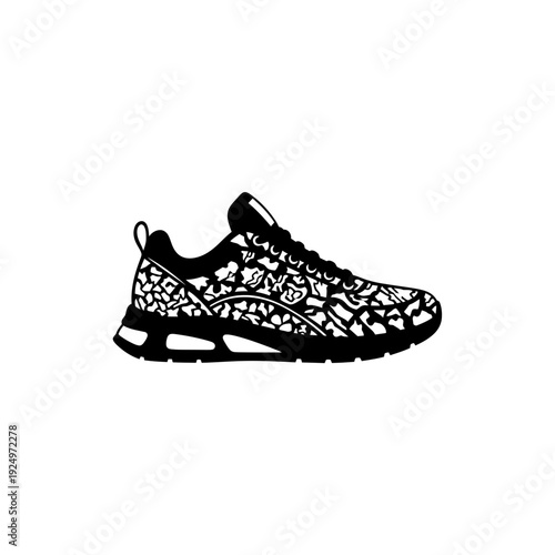 Black and White Sneaker Silhouette vector