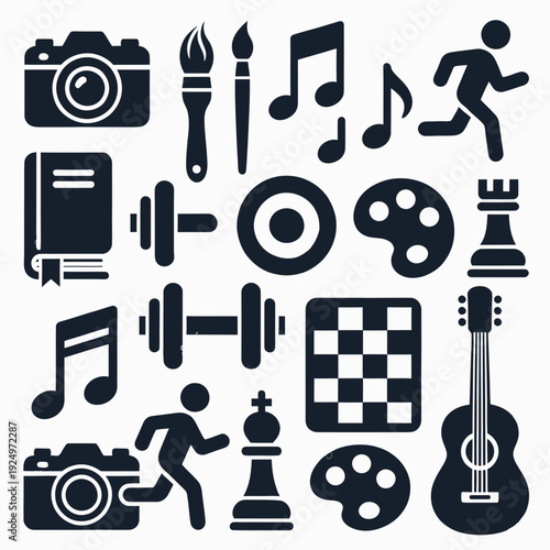 Hobbies and Interests Icons vector