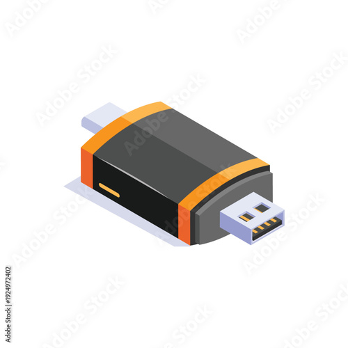 Orange Black Dual Connector USB Flash Drive Device.