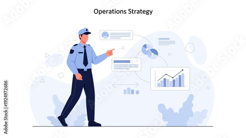 Security guard planning operations strategy with charts and analytics