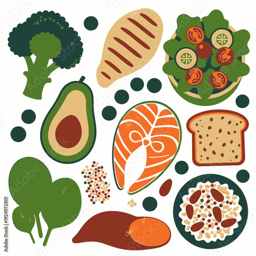 Healthy Food Variety vector illustration