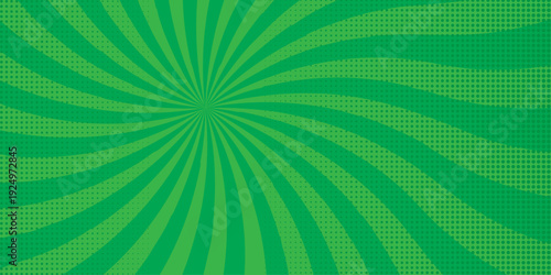 Vector sunburst pattern green halftone design. Vintage paper sunrays illustration. sun beam vector banner design comic burst wallpaper.