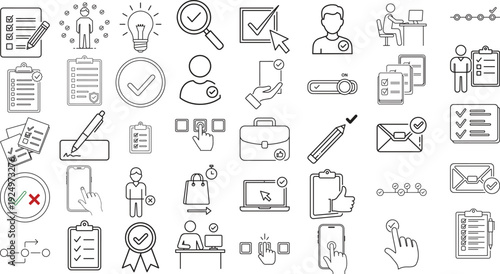 todo icon set outline collection 