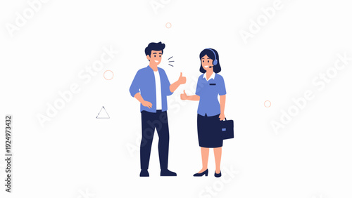 Customer service agents giving thumbs up, positive feedback and support concept