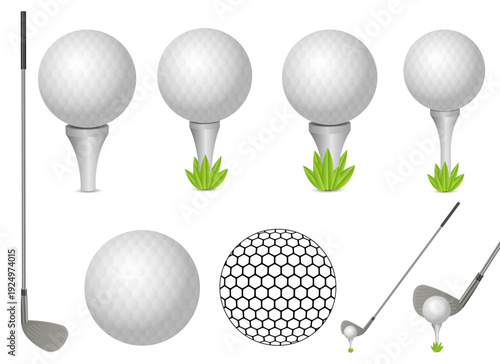 Golf equipment featuring balls, tees, and clubs ready for a day on the course.