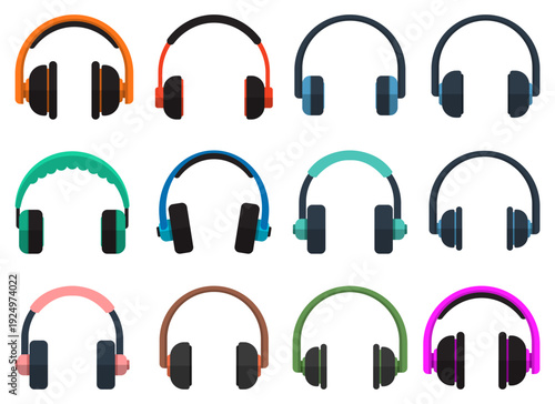 Colorful headphone collection: Variety of hues for personal audio listening