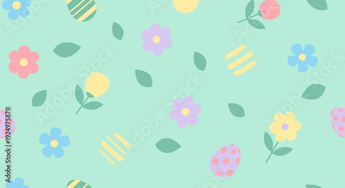 A serene floral pattern featuring flowers, leaves, and bees on a soft green background from a top-down viewpoint