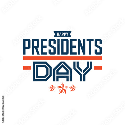 Celebrating presidents day with patriotic stars and bold typography design isolated on white background, Vector, illustration