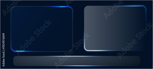 Liquid Glass UI Interface Isolated. White Transparent Frame Square and Circle Banner with Shine Stroke. Liquid glass smartphone icon interface isolated for dark theme. White ui light  