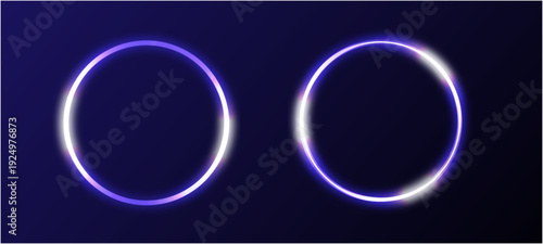 Abstract 3d sphere of purple and blue neon gradient particle waves. Neon futuristic 3d sphere of blue and purple glowing digital waves and particles.