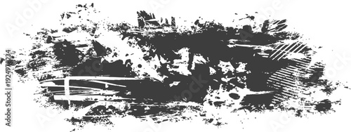 Distressed Dark Gray Grunge Texture Background with Paint Splatter and Rough Brush Strokes