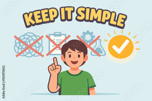 Boy explaining simple solution, prioritizing clarity and efficiency