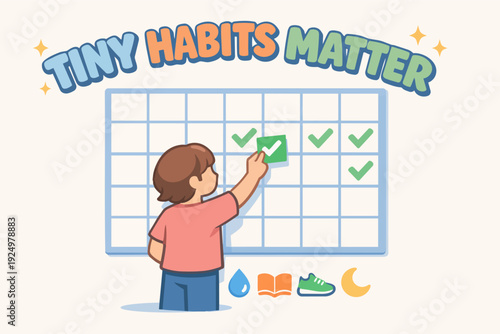 Person tracking daily tiny habits for consistency and self-improvement goals
