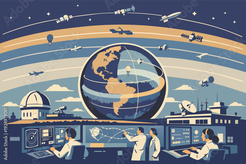 Global network connecting earth and space with advanced communication technology