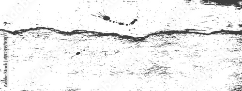 Black and White Grunge Texture with Distressed Crack and Ink Splatters Abstract Vector Background