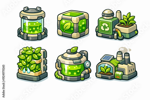 Green technology and renewable energy concept with ecofriendly vector icons