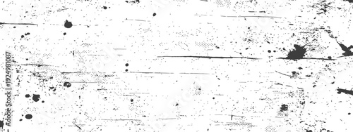 Abstract Black and White Grunge Texture with Scratches Ink Splatters Halftone Dots Overlay