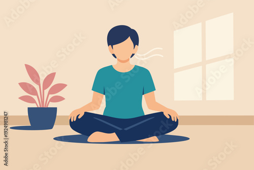 Person meditating on the floor, practicing mindfulness and deep breathing