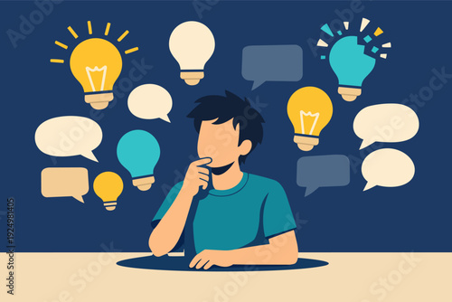 Person brainstorming new ideas, generating creative solutions and inspiration for innovation