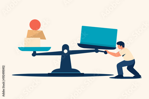 Person balancing life and work measuring stress and prioritizing mental health