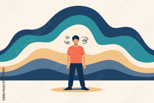 Man feeling overwhelmed with pressure, experiencing stress and mental health issues