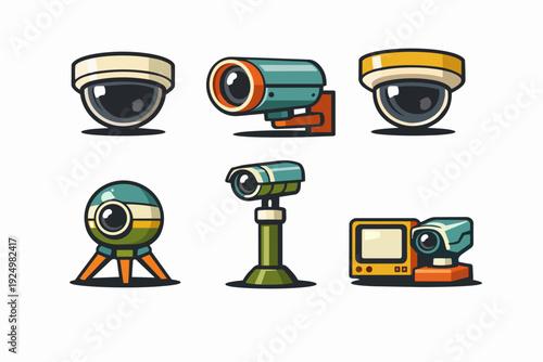 Security cameras concept with different surveillance systems for protection