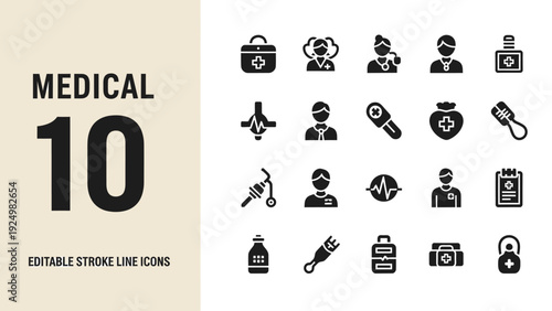 Collection of Medical and Healthcare Icons for Digital Use.