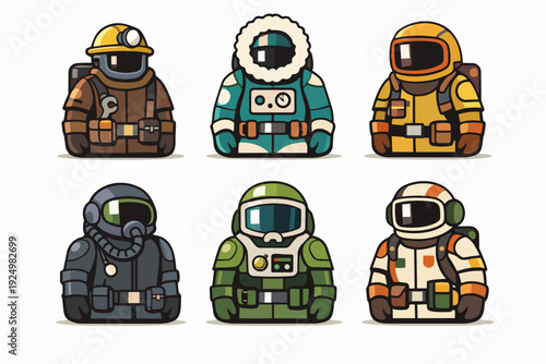 Professional characters representing various occupations and explorations