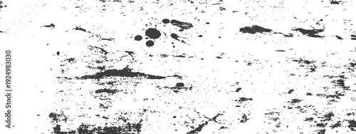 Black and white grunge texture with ink splatters and scratches for design overlay backgrounds