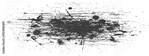 Abstract Grunge Ink Splatter and Stroke Texture Black and White Distressed Paint Drips Graphic Element