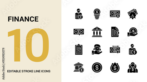 Finance and Business Icons Set for Financial Concepts.