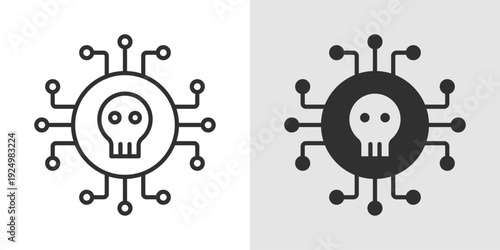 Cyber Attack Icon representing hacking threats, network breaches, and digital security risks. Stroke, filled, and colored vector illustration.