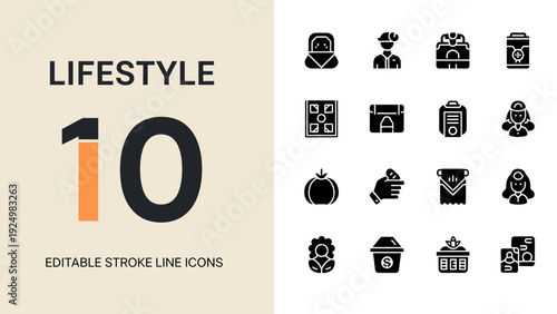 Lifestyle 10 Editable Stroke Line Icons Collection.