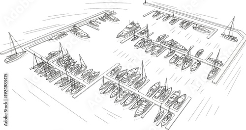 Aerial view of a busy marina filled with various boats and yachts