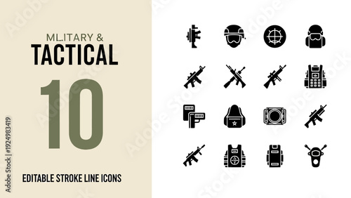 Military and Tactical Icons Collection for Design Projects.