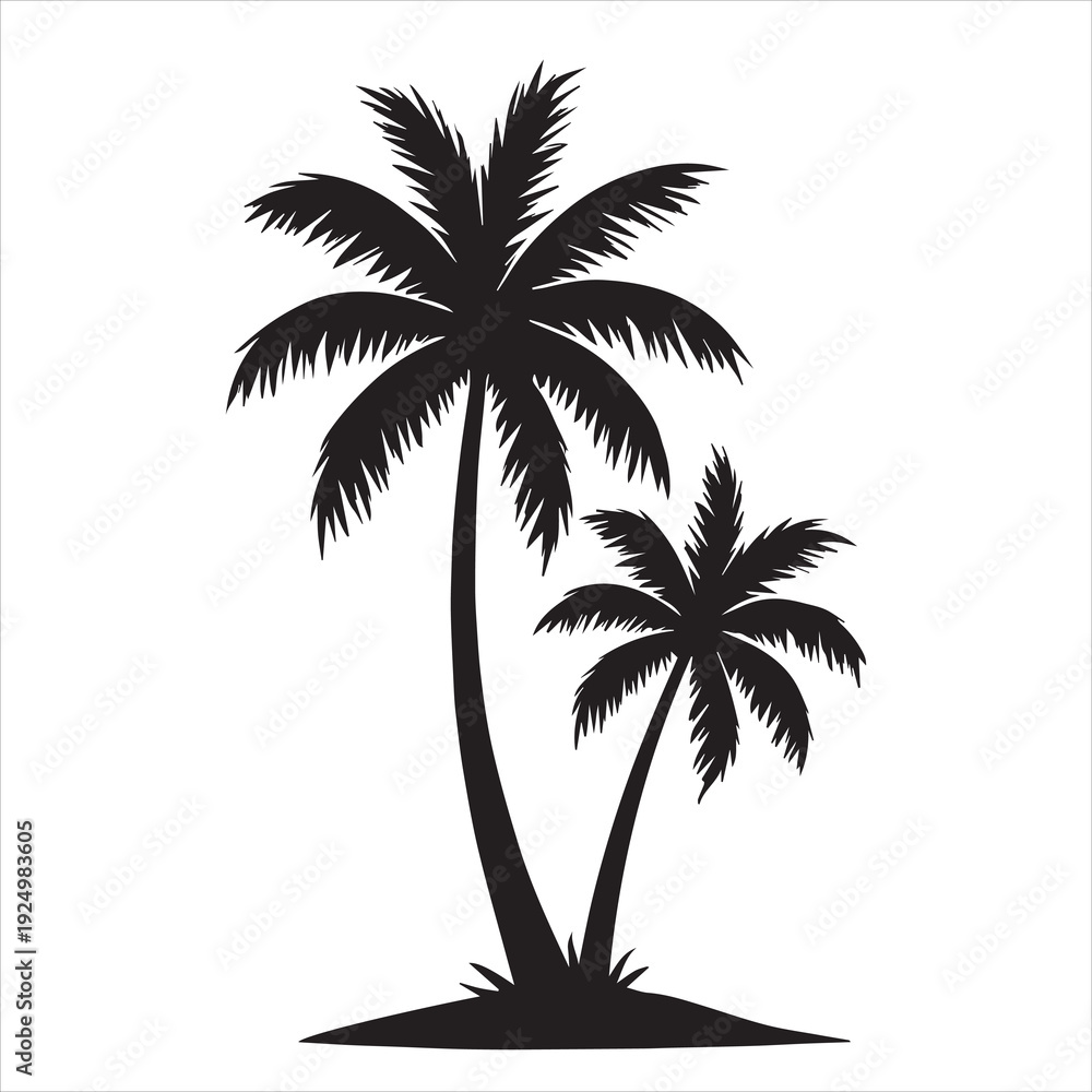 Fototapeta premium Vector silhouette of two palm trees