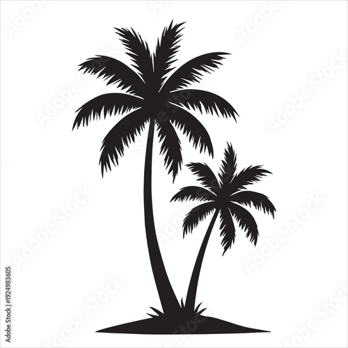 Vector silhouette of two palm trees