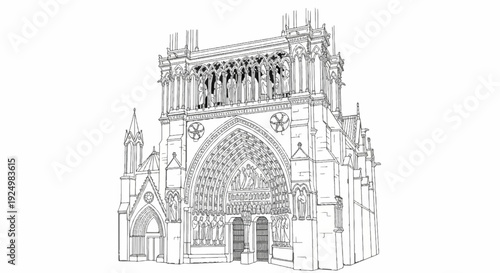 Ornate Gothic cathedral facade with detailed sculptures and arched entrance