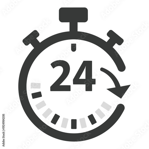 Twenty four hour clock timer icon with arrow  time concept icon