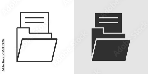 Report Folder Icon representing document management, business reporting, and organized files. Stroke, filled, and colored vector illustration.