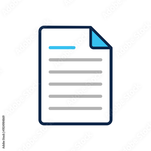 Document, file icon. Paper document icon on White background. vector illustration