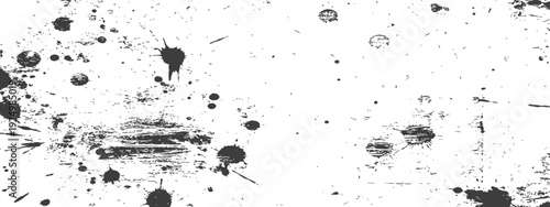 Grunge Texture Background with Ink Splatters and Scratches Black and White Design Element