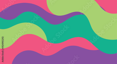 Abstract wavy lines in pink, green, and purple hues, flowing across the image, creating a dynamic illustration from a direct viewpoint.